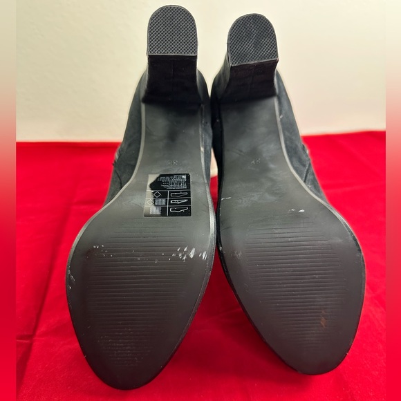 H&M Black Synthetic Suede Heeled Lace Up Platform Ankle Boots, Sz 7 - Picture 8 of 11